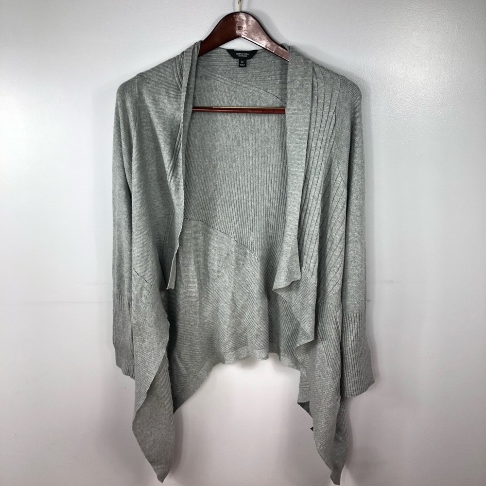 Simply Vera Grey Waterfall Front Cardigan Size Med